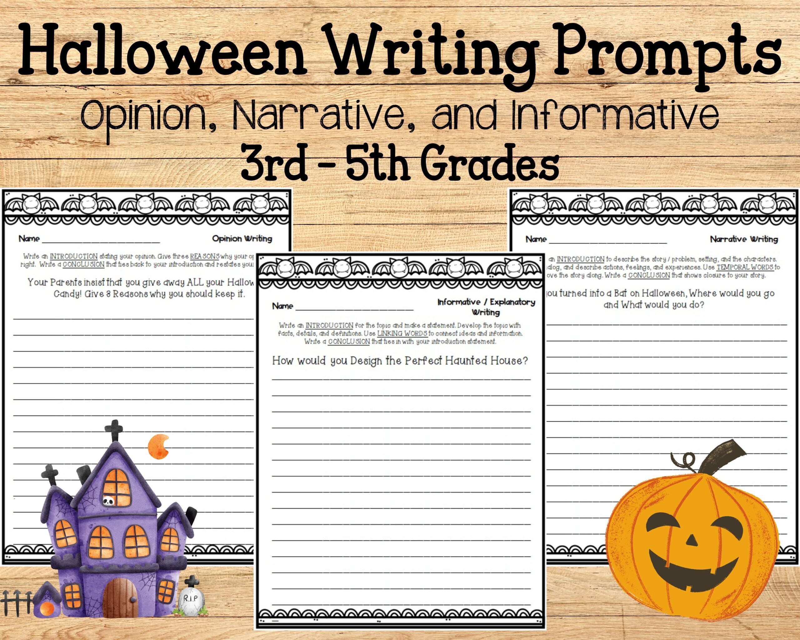 Halloween Writing Prompts Elementary Writing Prompts Home School Writing Opinion Narrative Informative Writing October Writing Etsy