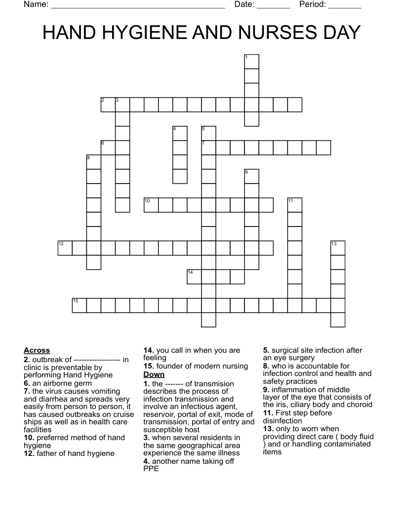 HAND HYGIENE AND NURSES DAY Crossword WordMint HAND HYGIENE AND NURSES DAY Crossword WordMint