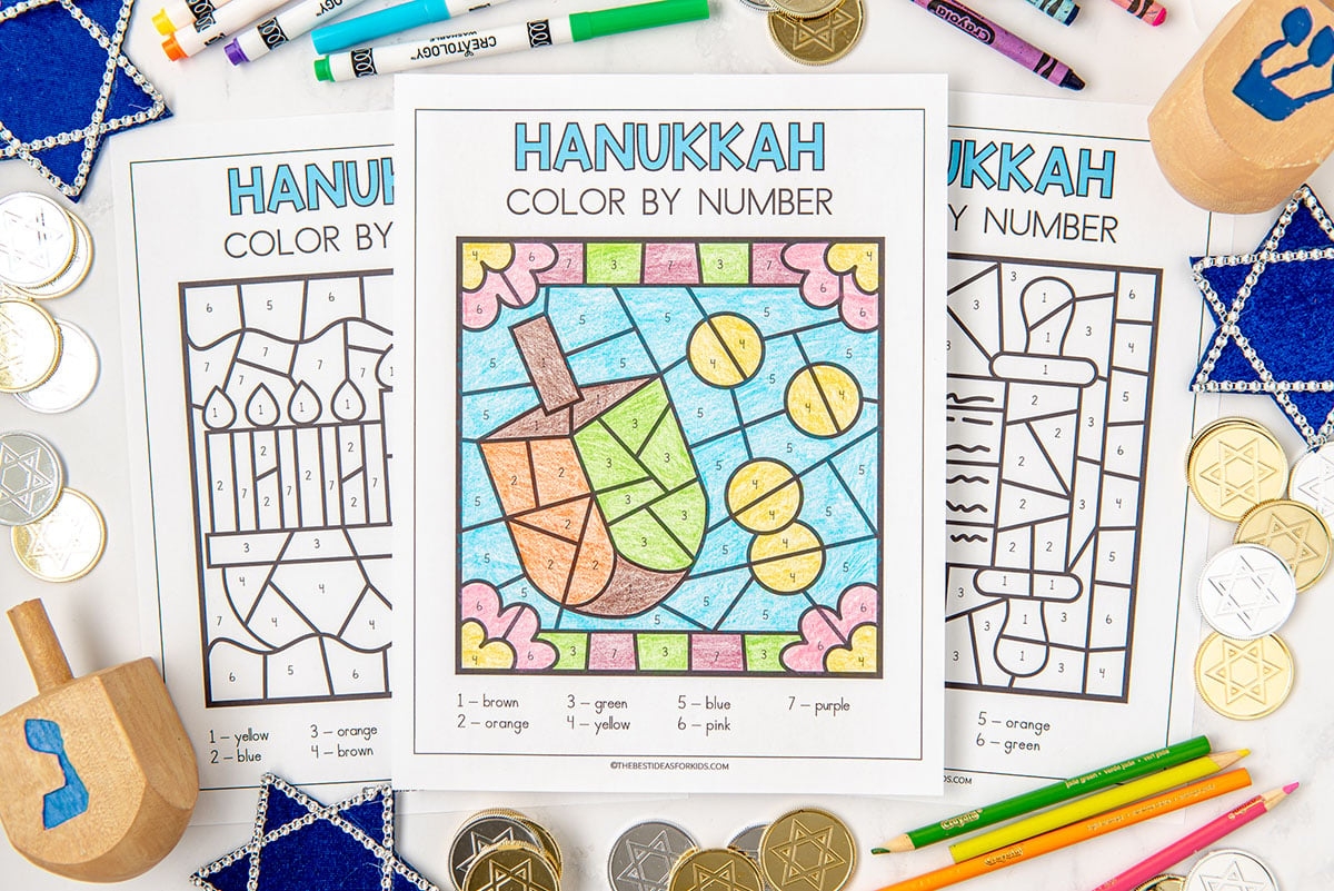 hanukkah color by number