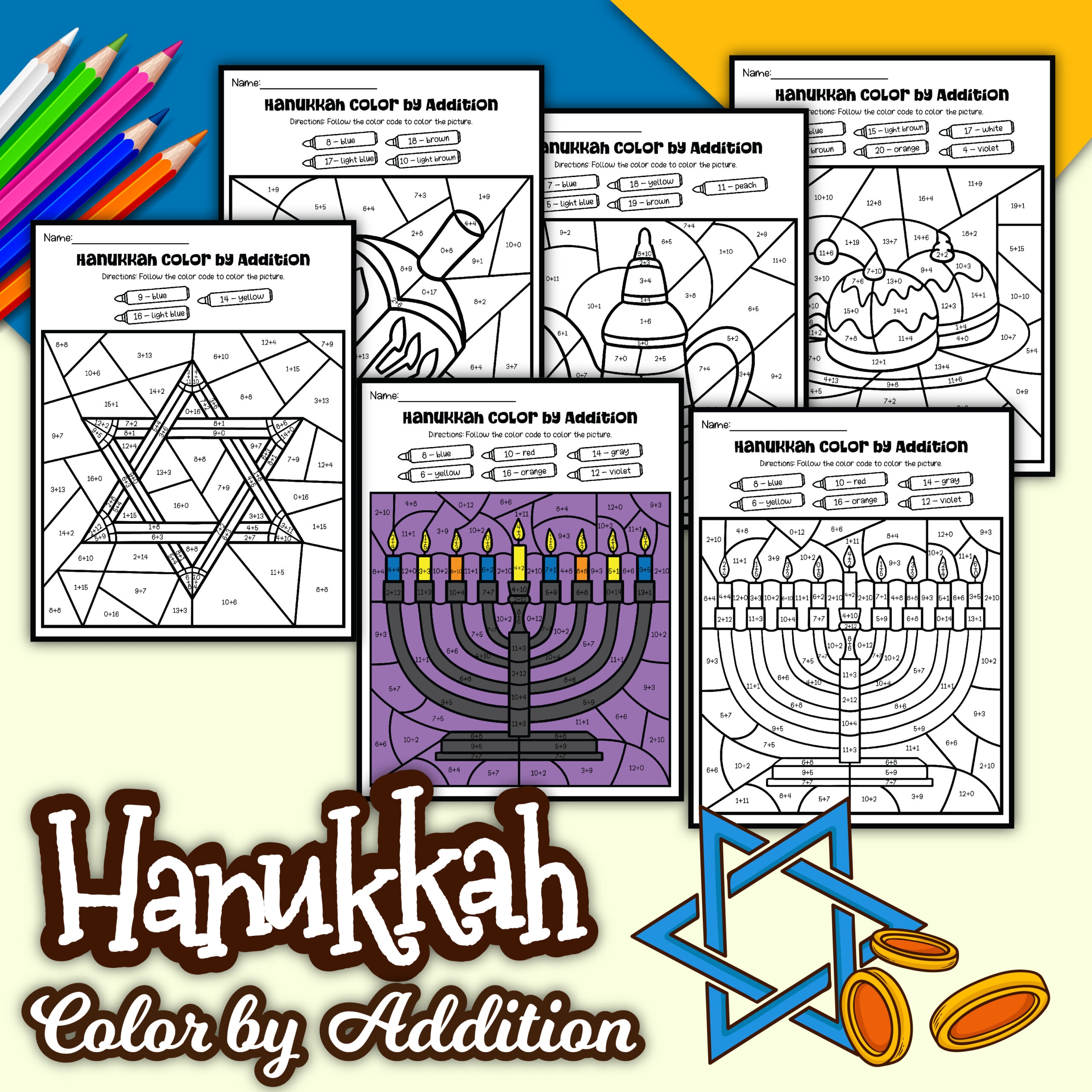 Hanukkah Color By Number Little Bins For Little Hands Hanukkah Color By Number Little Bins For Little Hands