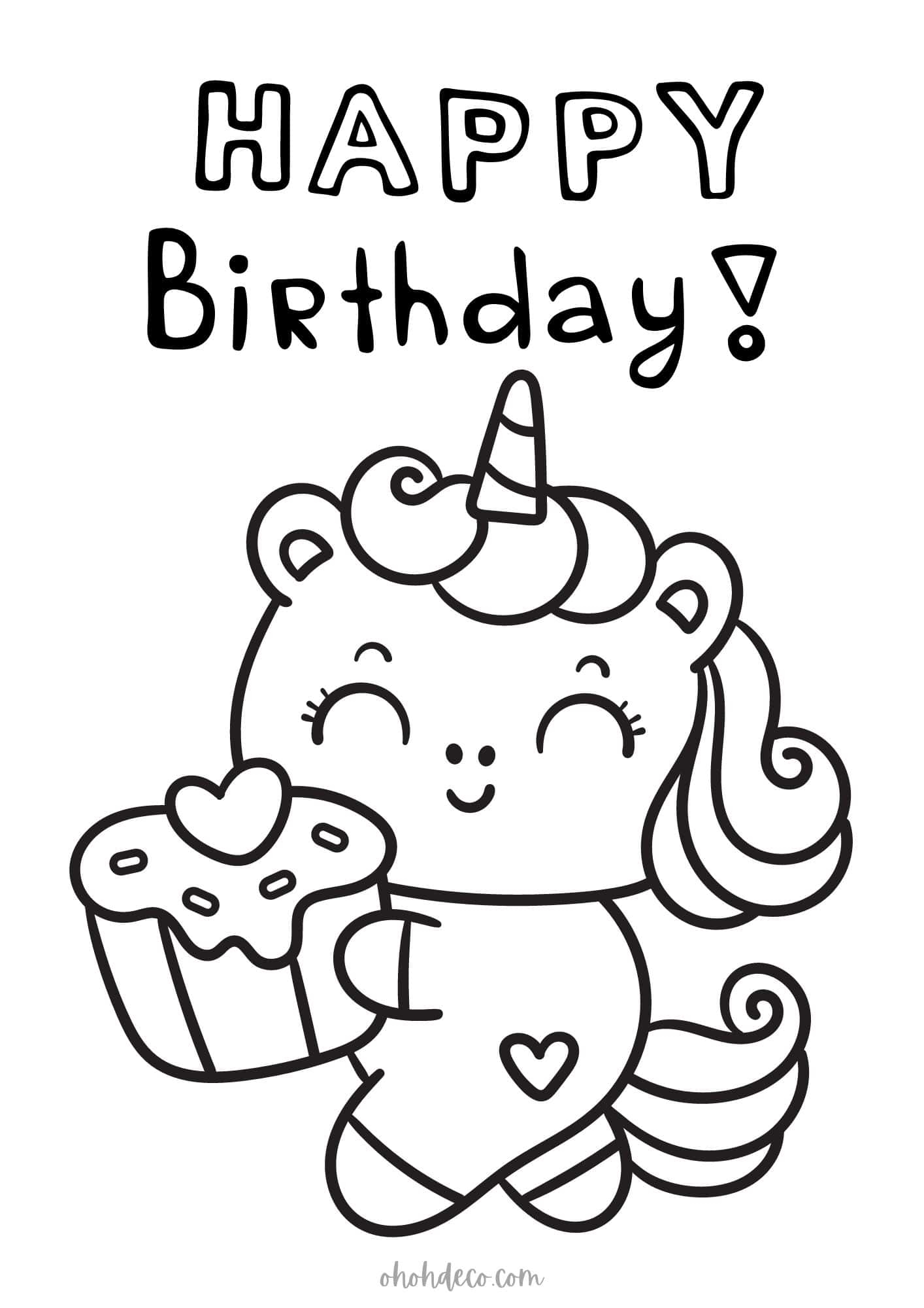 happy birthday printable coloring pages