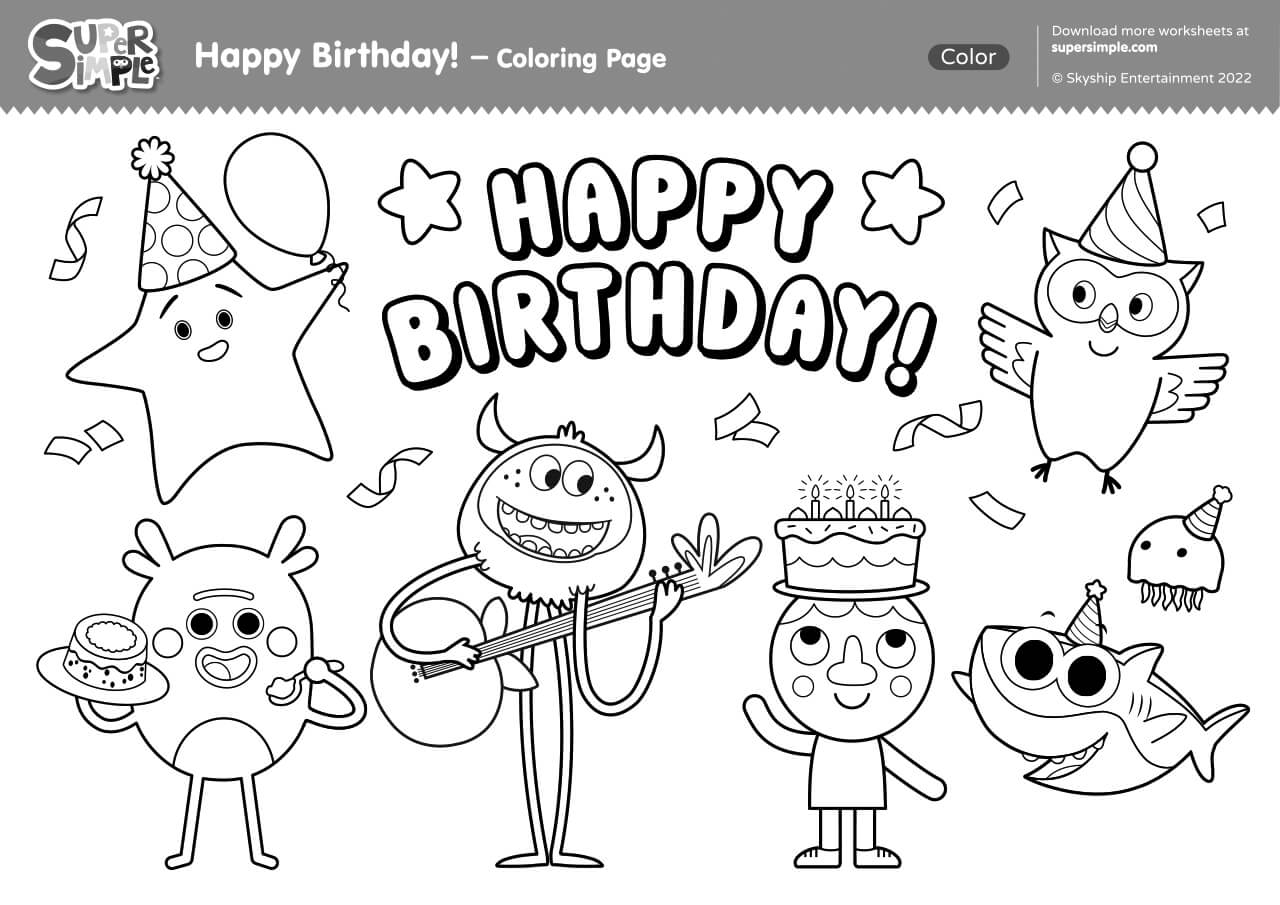 free printable birthday colouring pages