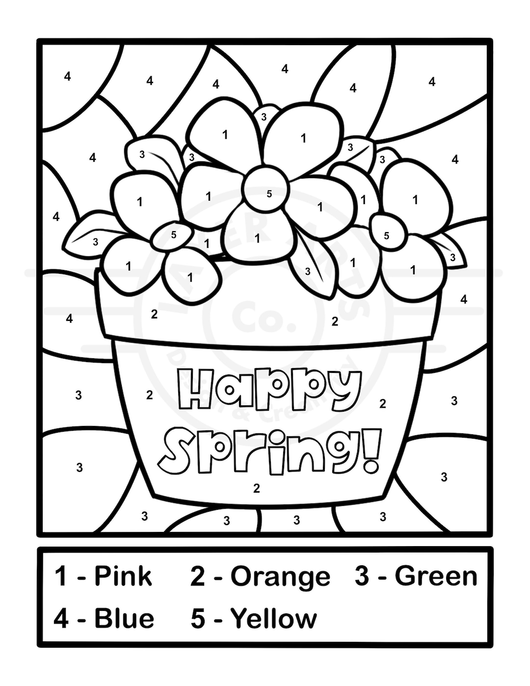 Happy Spring Color By Number Activity Page Classroom Activity Sheet Kindergarten Elementary Preschool Montessori Homeschool Simple Coloring Etsy