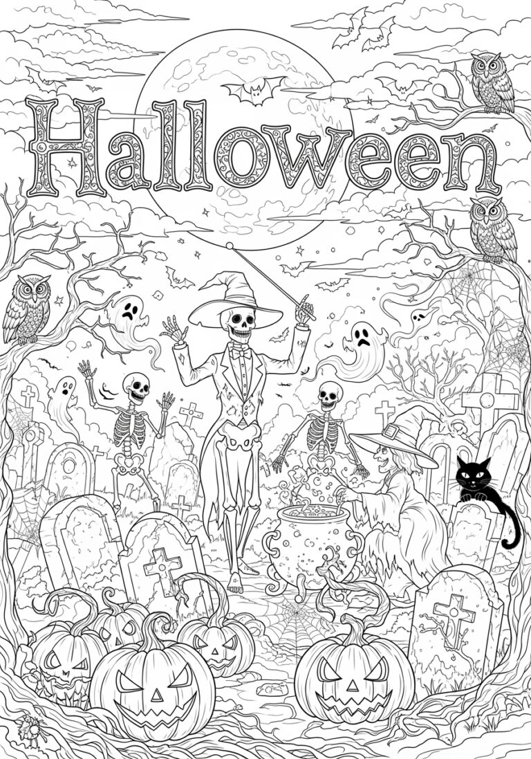 Hard Halloween Coloring Page Printable For Kids Adults
