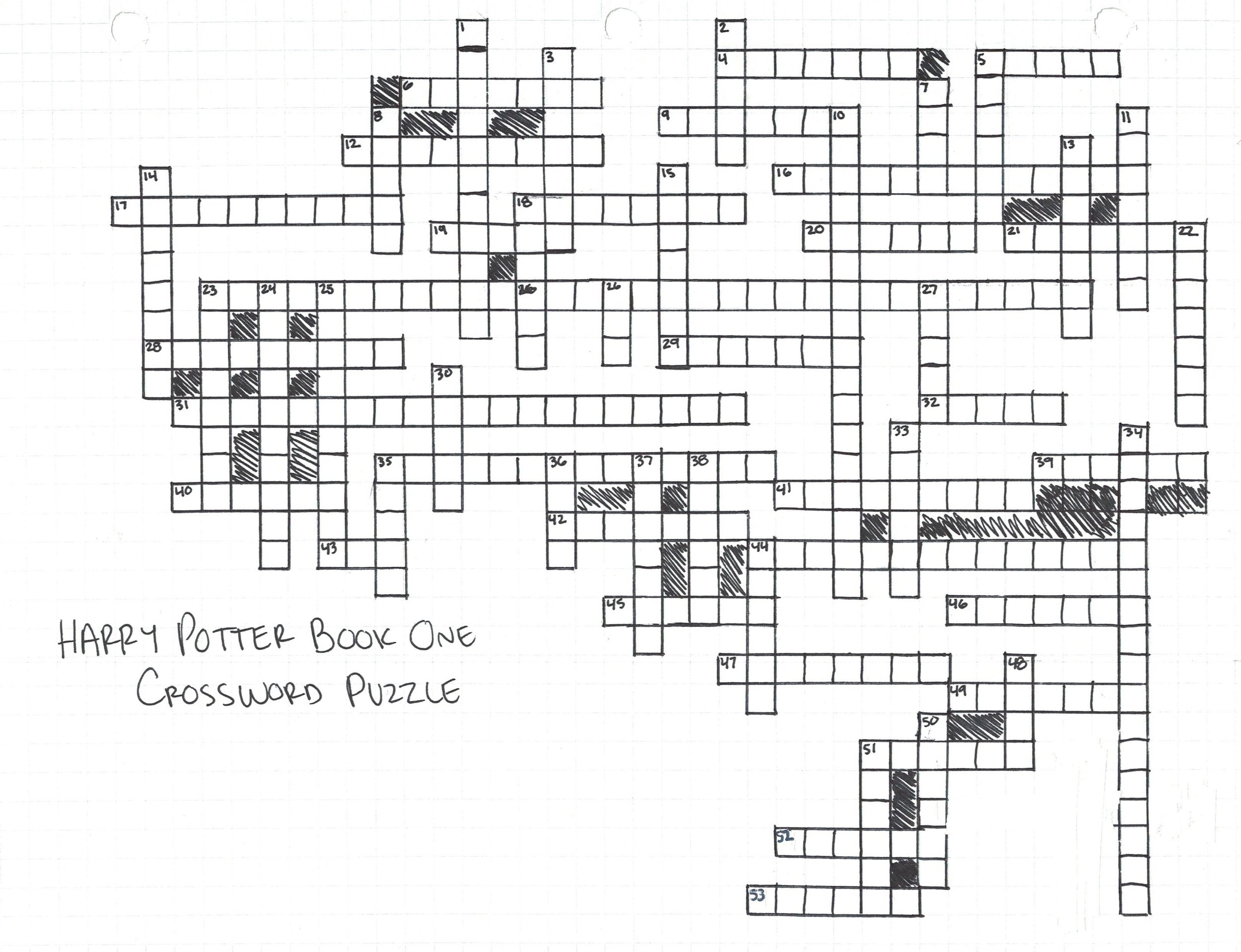 harry potter crossword printable harry potter crossword printable
