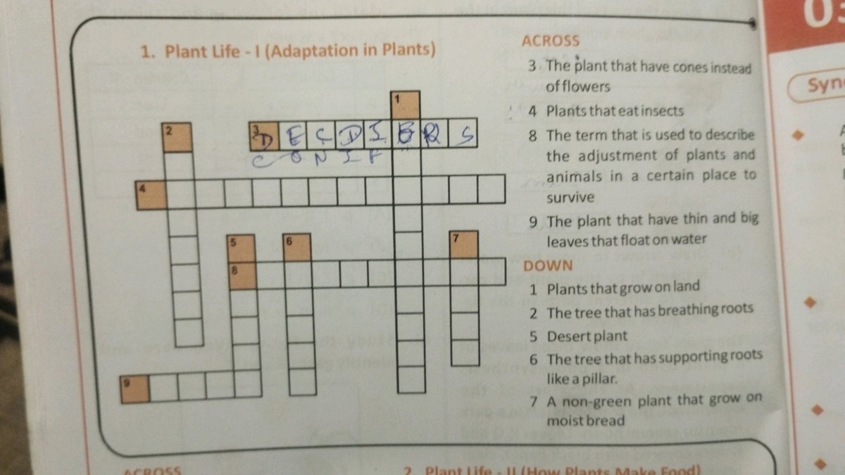 Here Is A Crossword Puzzle Related To Plant Life I Adaptation In Plan Here Is A Crossword Puzzle Related To Plant Life I Adaptation In Plan
