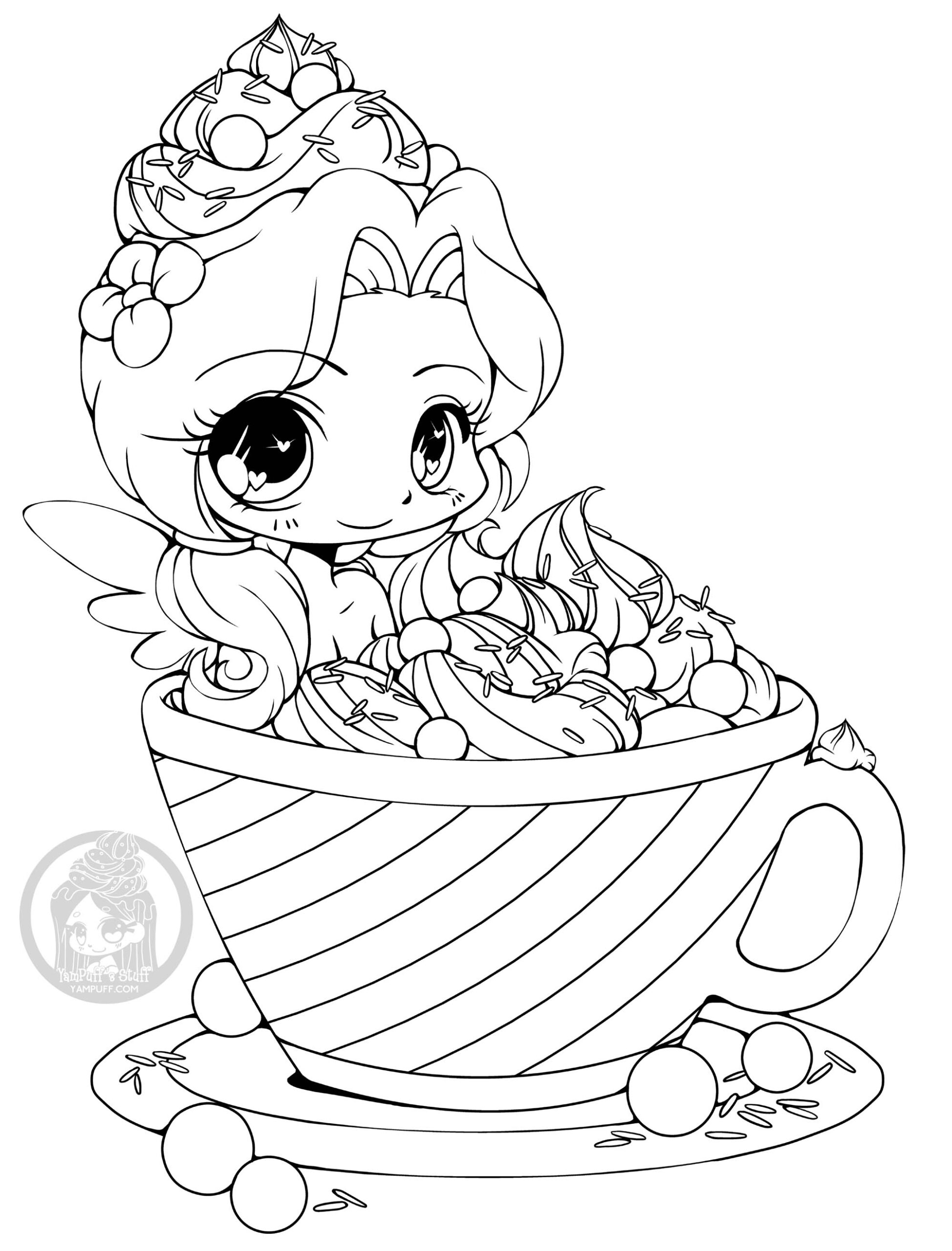 Hot Chocolate Kawaii Coloring Pages