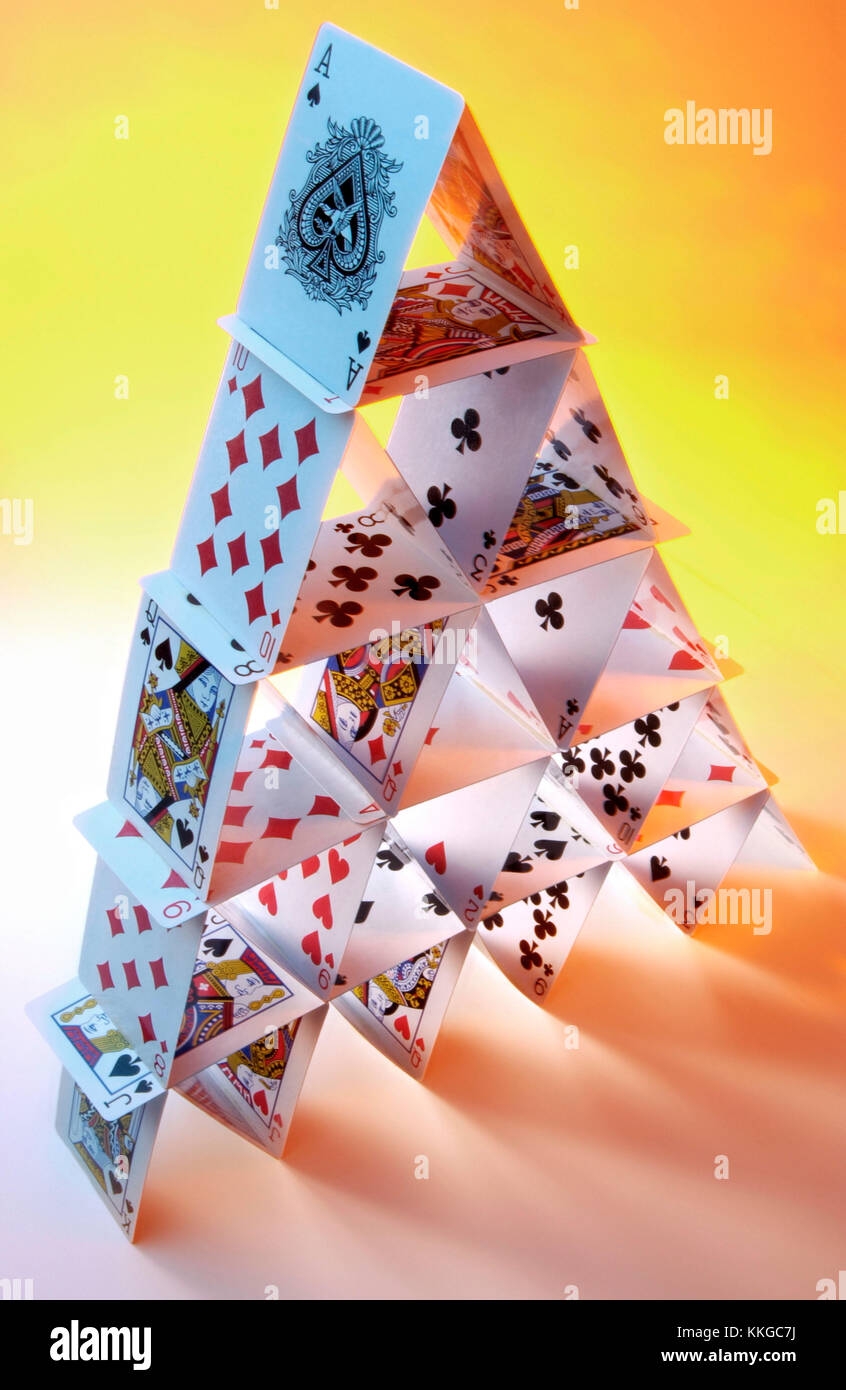 House Of Cards A Structure Built Out Of Playing Cards Precariously Balanced Together Stock Photo Alamy
