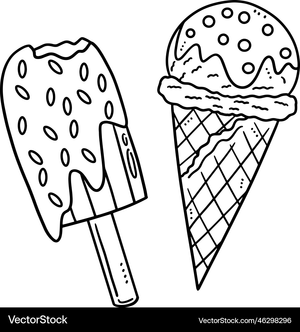 Ice Cream Isolated Coloring Page For Kids Royalty Free Vector VectorStock Ice Cream Isolated Coloring Page For Kids Royalty Free Vector VectorStock