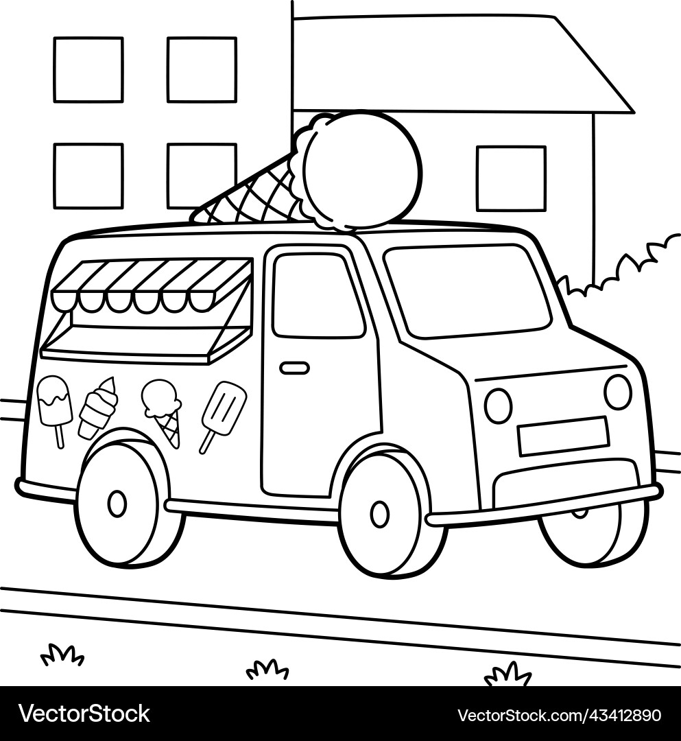Ice Cream Truck Coloring Page Royalty Free Vector VectorStock Ice Cream Truck Coloring Page Royalty Free Vector VectorStock