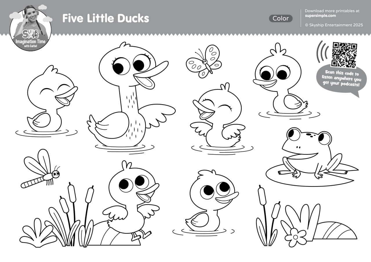 Imagination Time Five Little Ducks Coloring Page Super Simple Imagination Time Five Little Ducks Coloring Page Super Simple