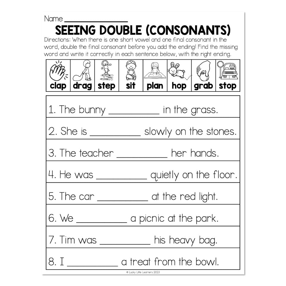 Inflectional Endings Double Final Consonant Seeing Double Worksheet Worksheets Library