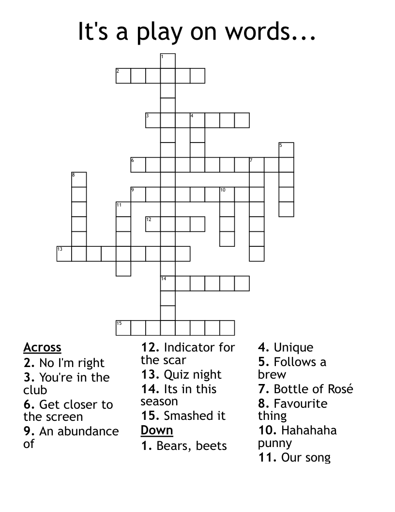 It s A Play On Words Crossword WordMint It s A Play On Words Crossword WordMint