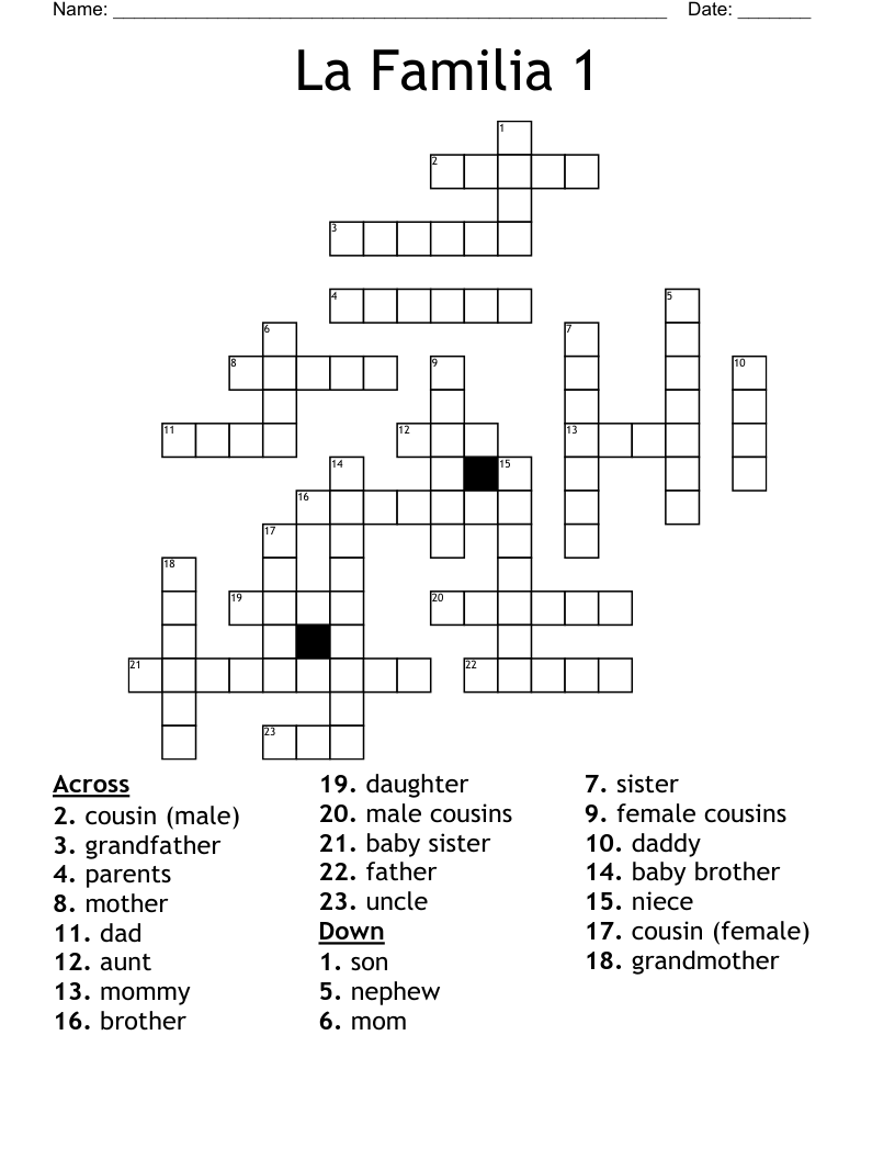 La Familia 1 Crossword WordMint