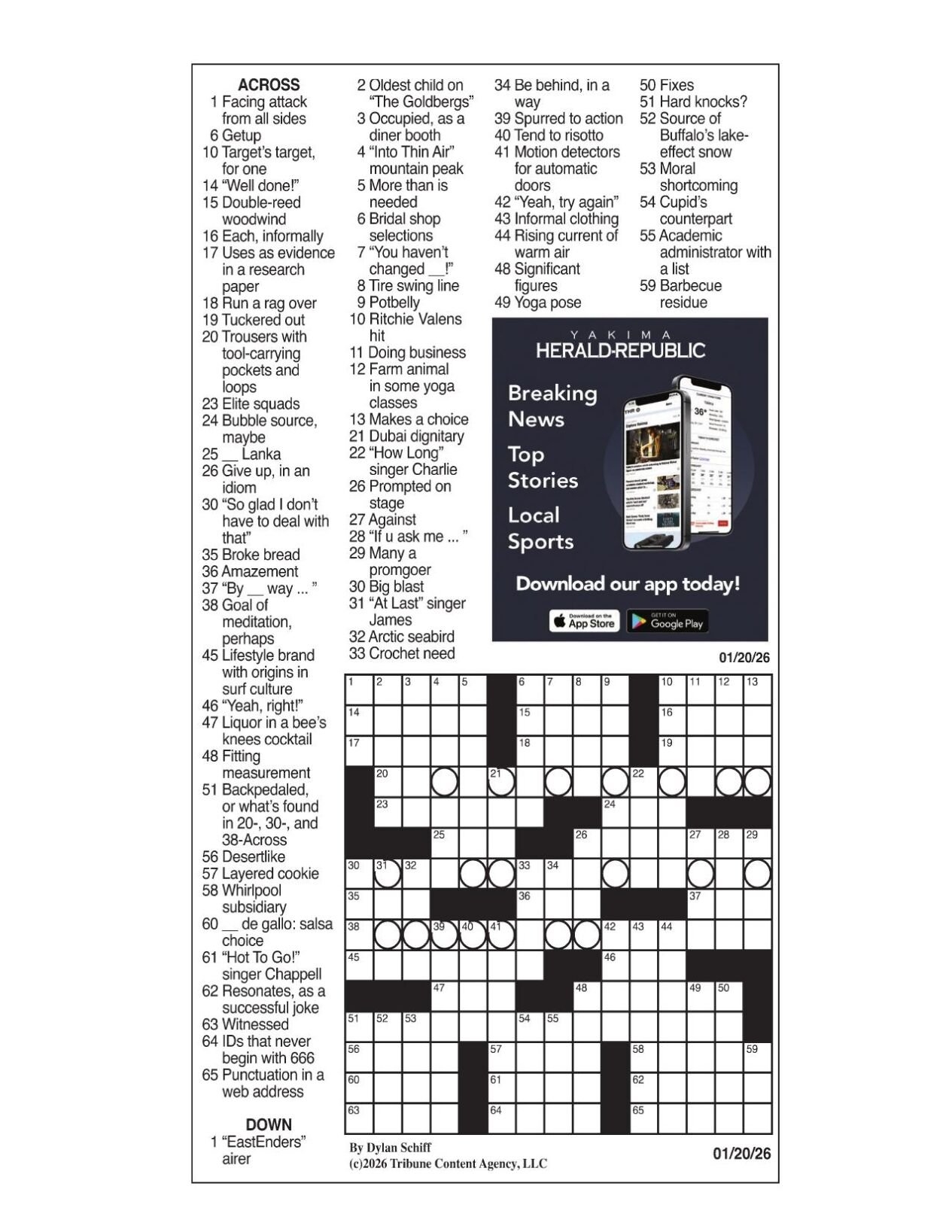 LA Times Crossword Jan 20 2026 Crosswords Yakimaherald