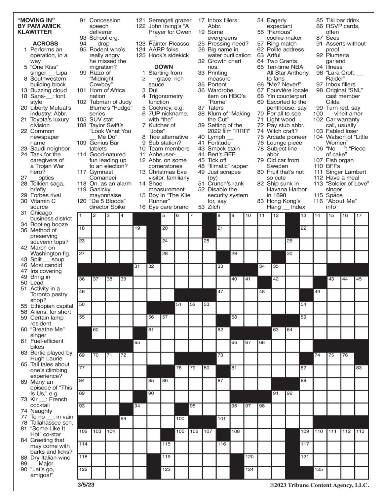 LA Times Crossword March 5 2023 Crosswords Yakimaherald