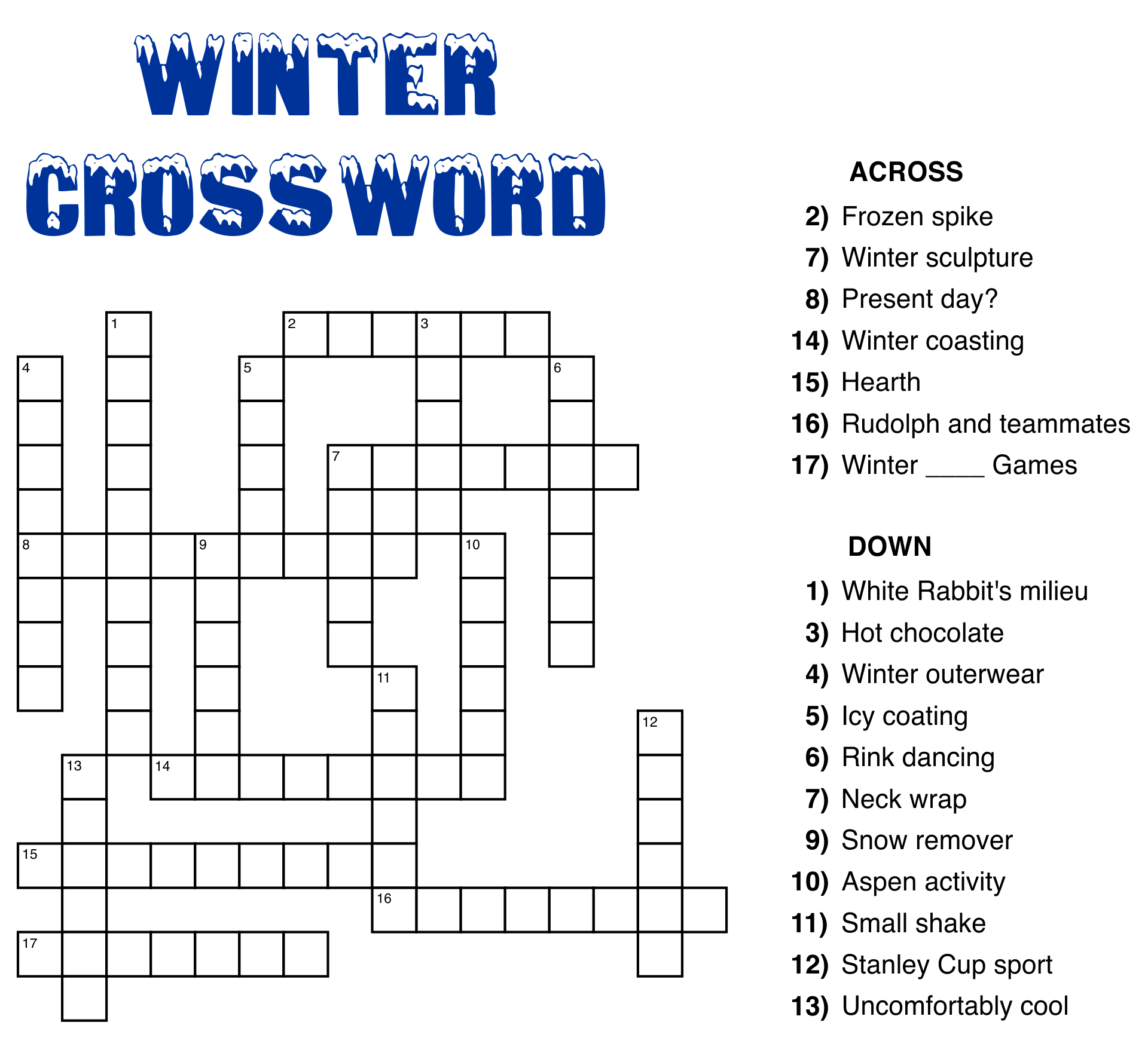 free easy crosswords printable