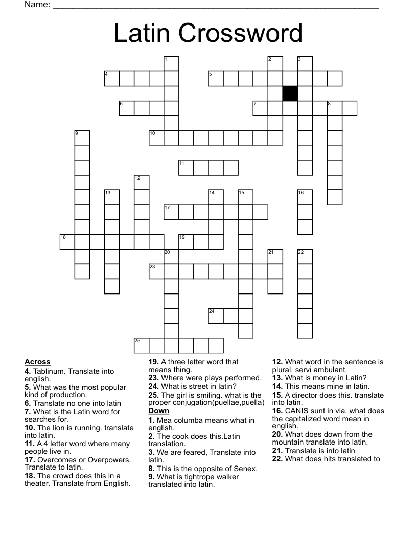 Latin Crossword WordMint