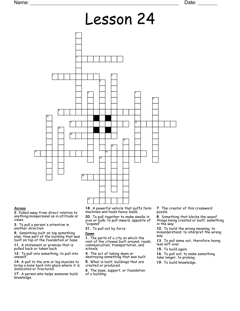 Lesson 24 Crossword WordMint Lesson 24 Crossword WordMint