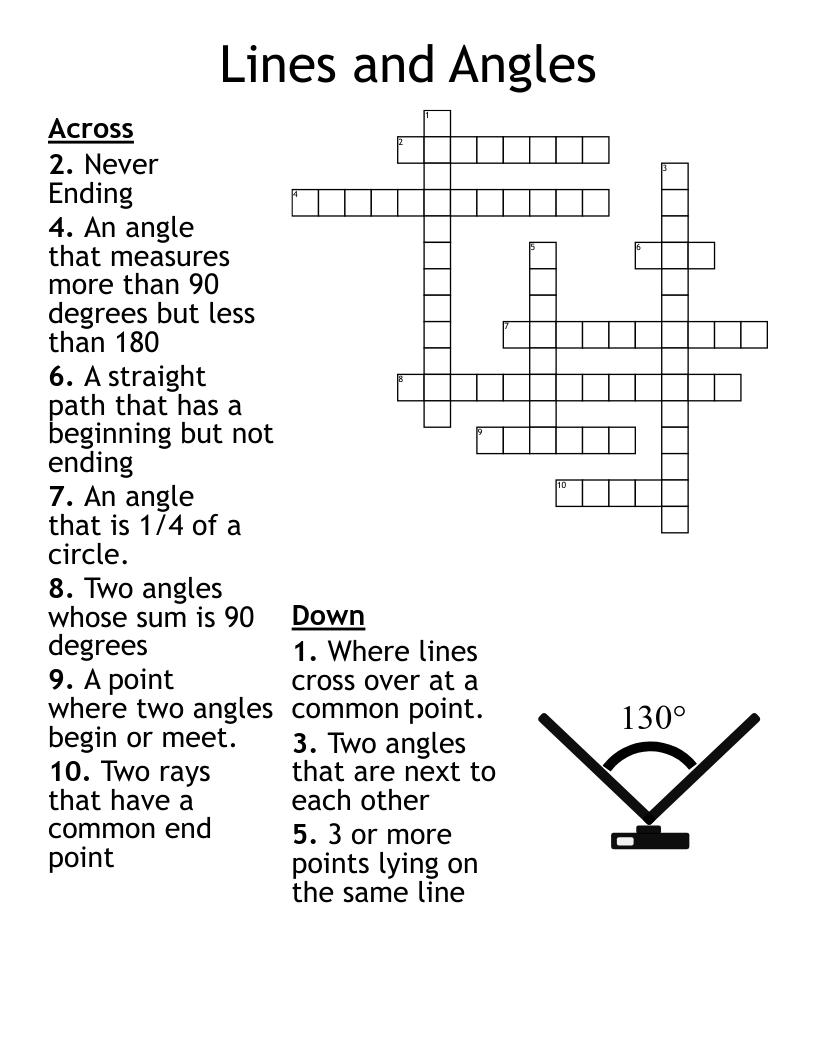 Lines And Angles Crossword WordMint Lines And Angles Crossword WordMint