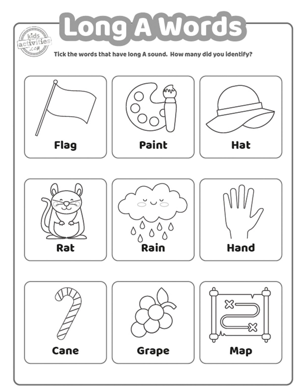 Long A Words Worksheets To Print And Learn Kids Activities Blog Long A Words Worksheets To Print And Learn Kids Activities Blog