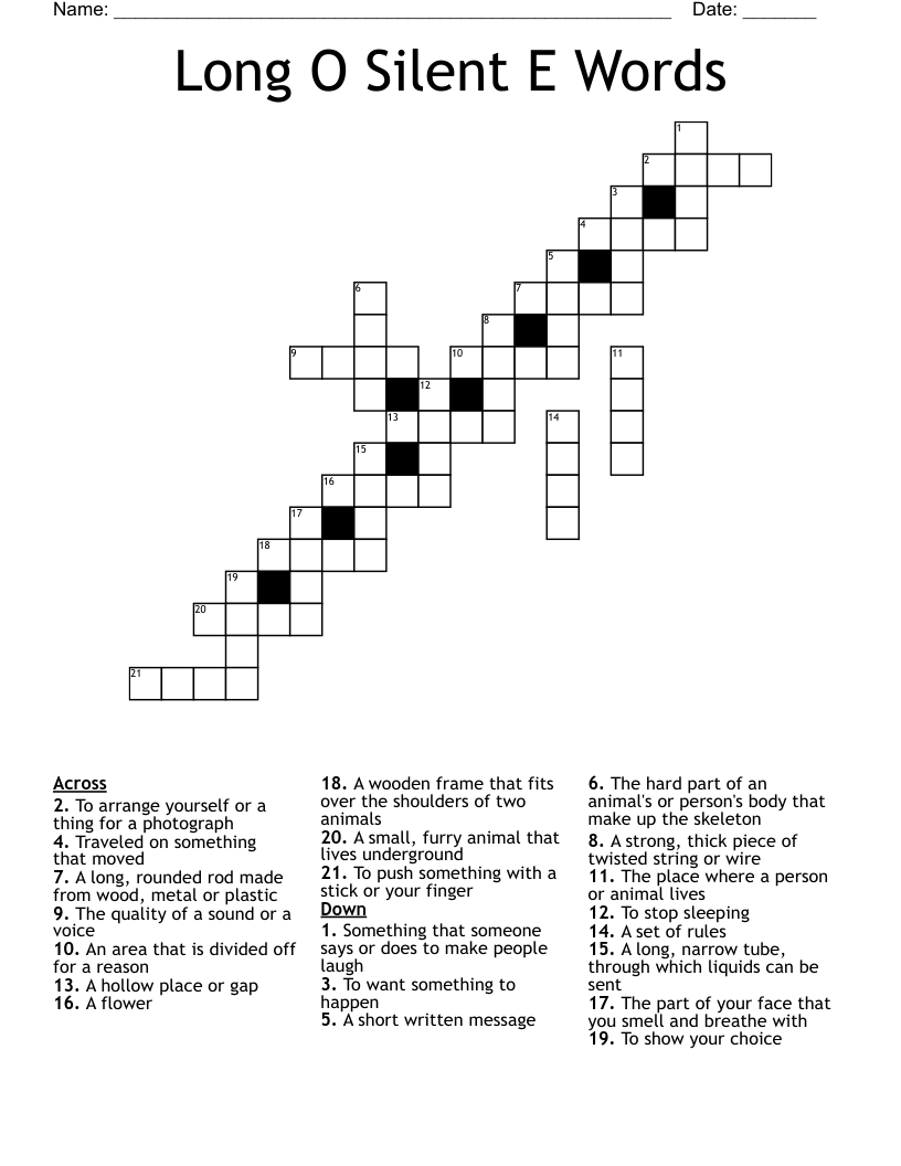Long O Silent E Words Crossword WordMint