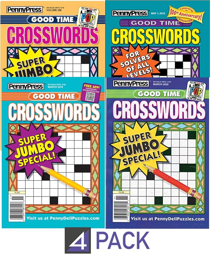 Lot 4 Penny Press Good Time Super Jumbo Crosswords Puzzles Book Puzzle Books Amazon Books
