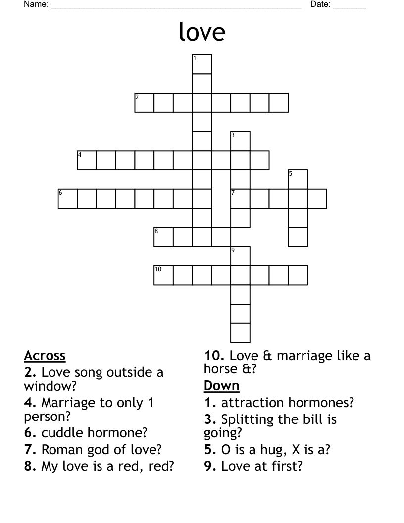 Love Crossword WordMint