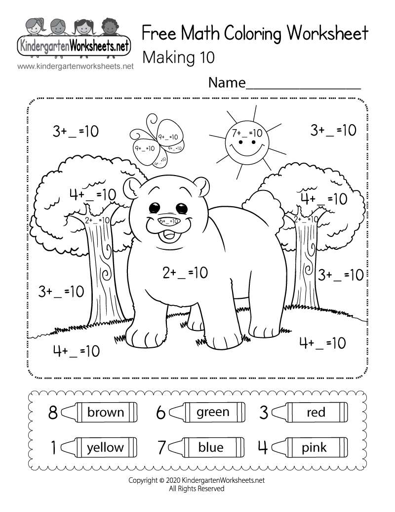 Making 10 Math Coloring Worksheet Free Printable Digital PDF