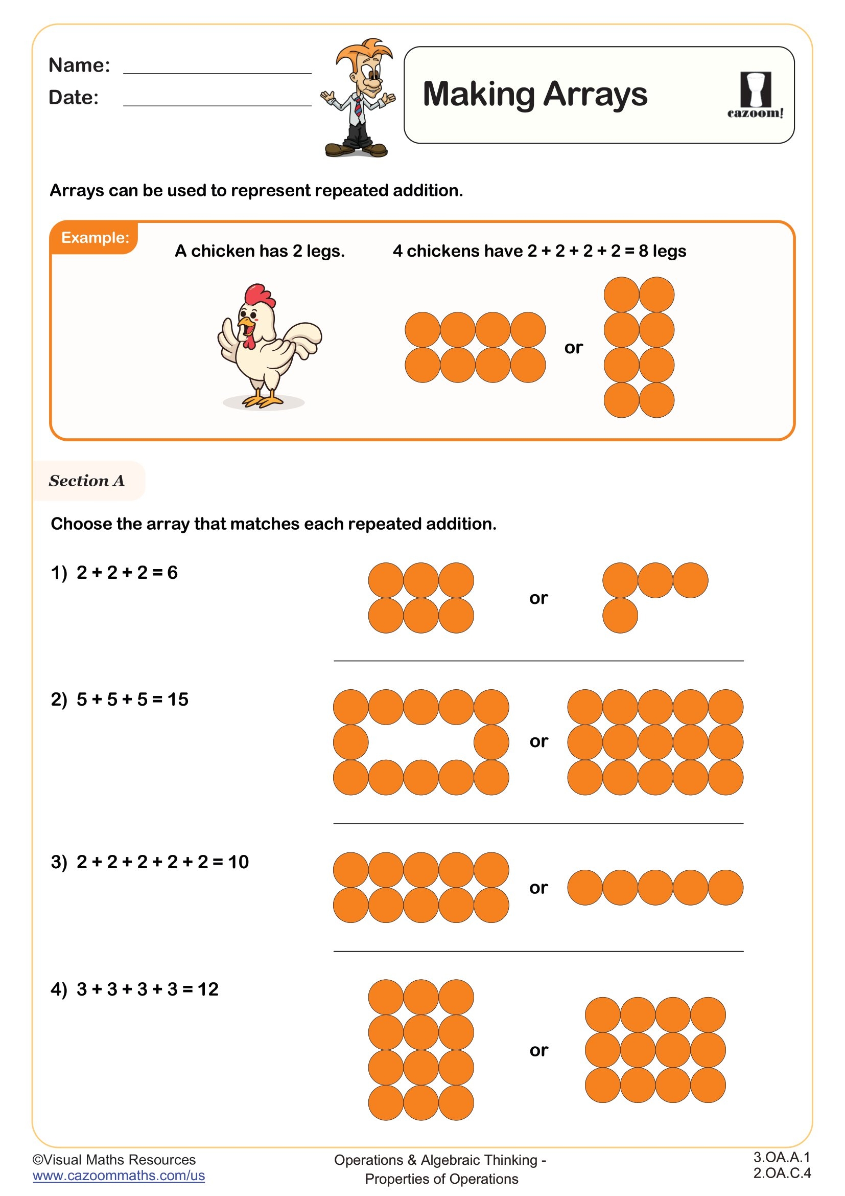 Making Arrays Worksheet Fun And Engaging 2nd Grade And 3rd Grade Operations Algebraic Thinking Worksheet Cazoom Math Making Arrays Worksheet Fun And Engaging 2nd Grade And 3rd Grade Operations Algebraic Thinking Worksheet Cazoom Math