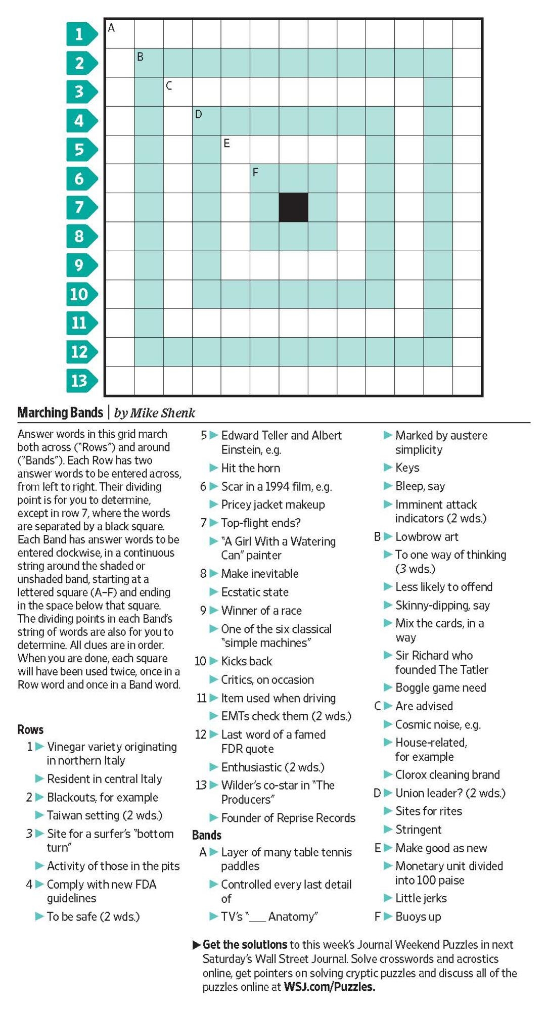 Marching Bands Saturday Puzzle WSJ