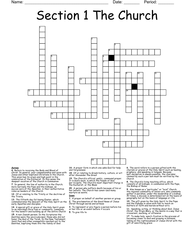 Marks Of The Church Crossword WordMint Marks Of The Church Crossword WordMint