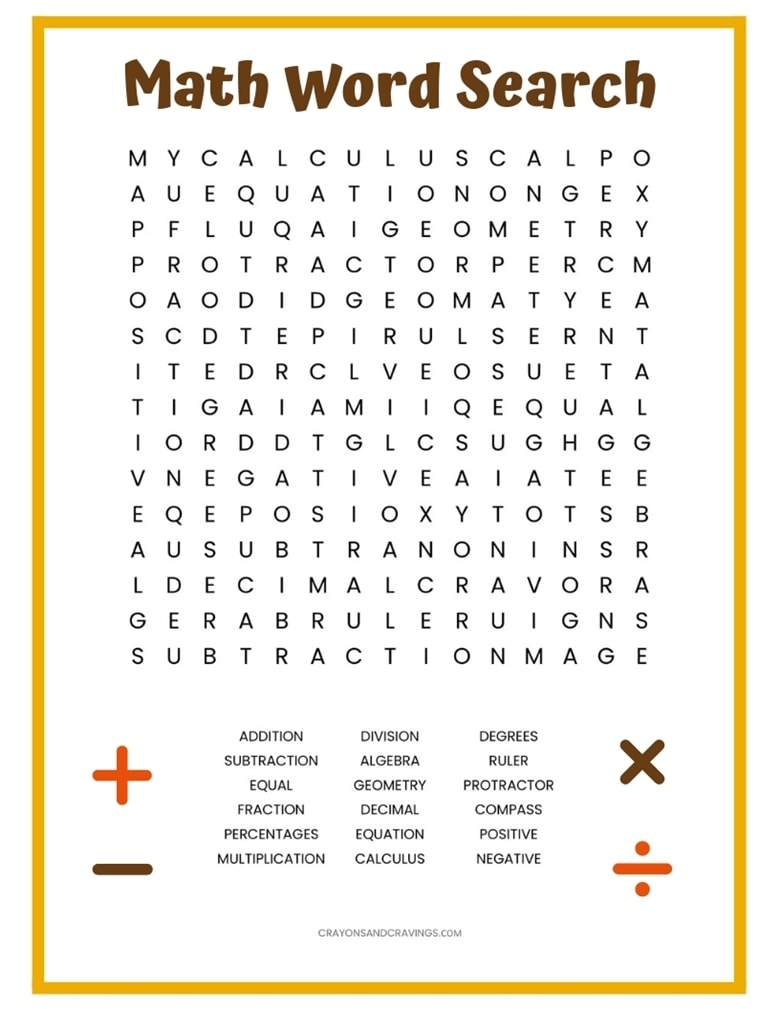 Math Word Search FREE Printable Math Word Search FREE Printable