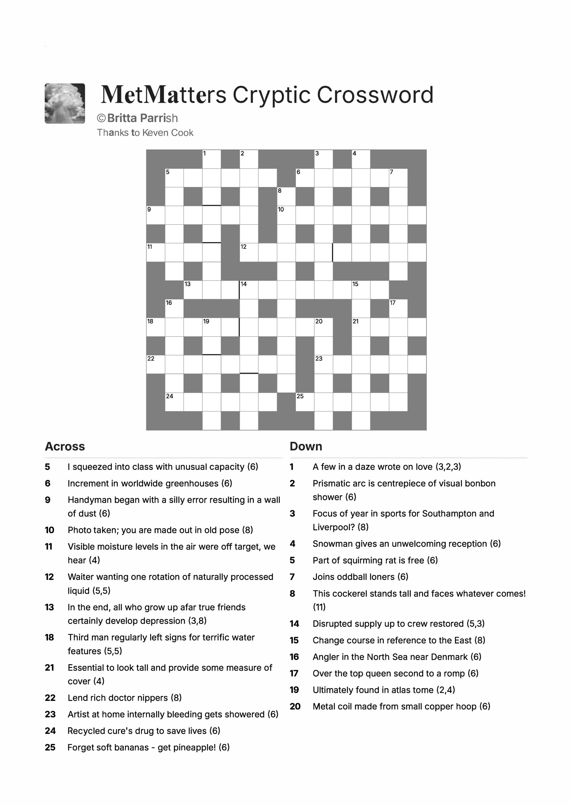 MetMatters Cryptic Crossword Royal Meteorological Society MetMatters Cryptic Crossword Royal Meteorological Society