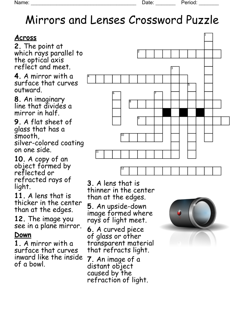 Mirrors And Lenses Crossword WordMint