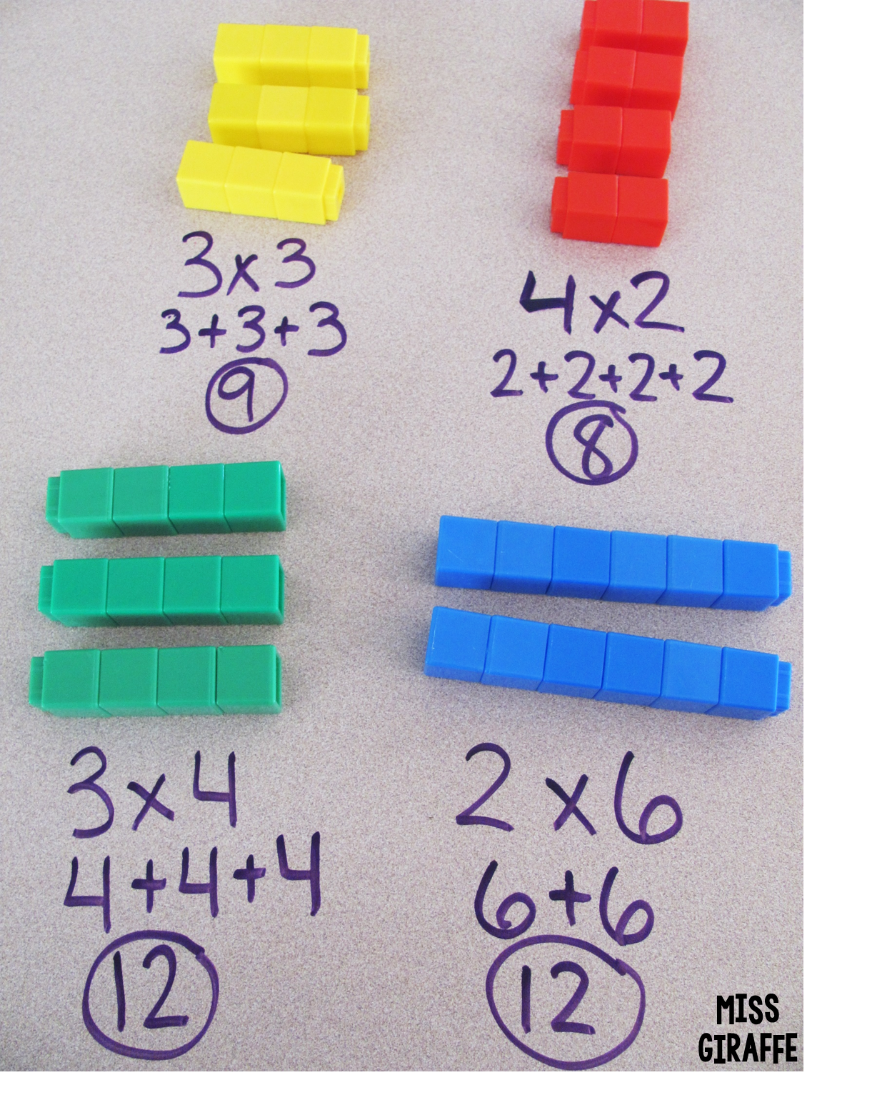 draw an array for 4x2