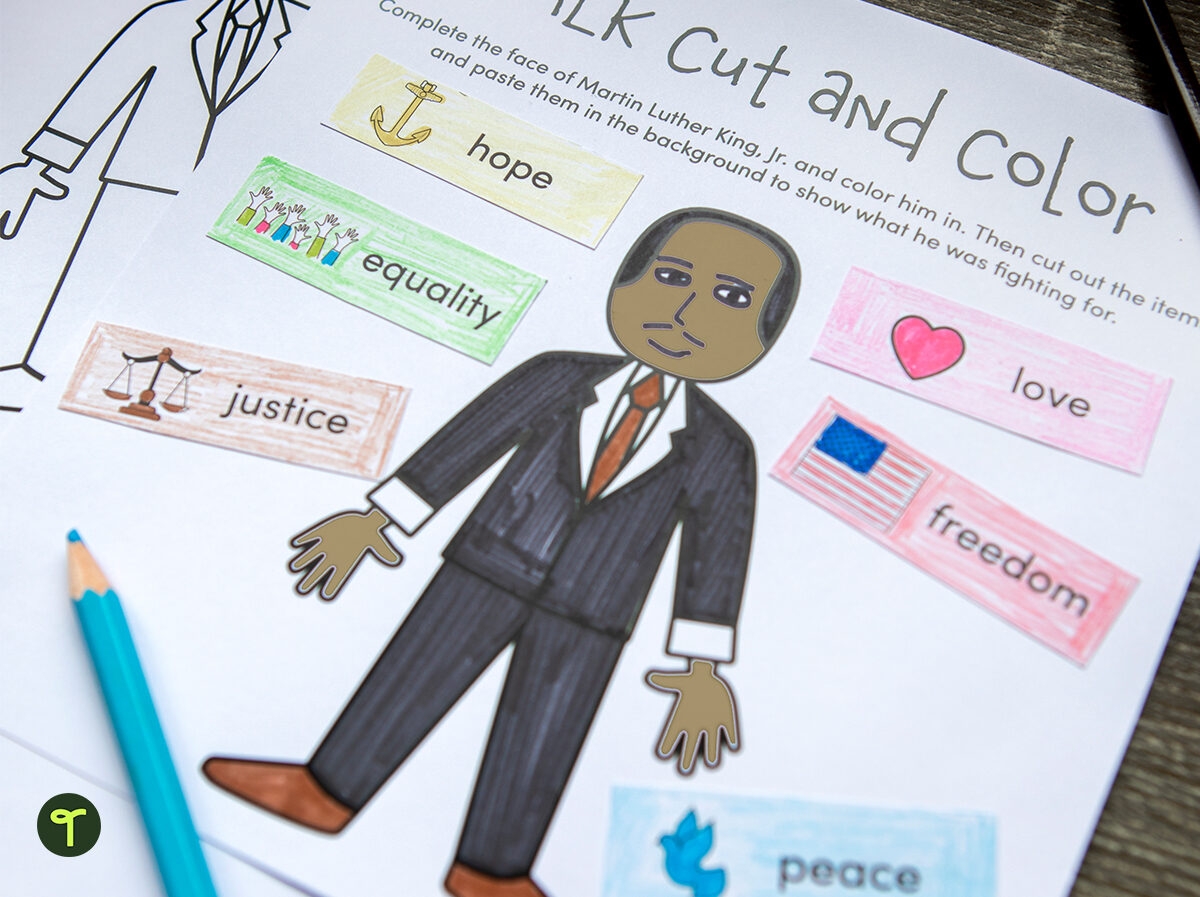 MLK Cut And Color Worksheet Teach Starter