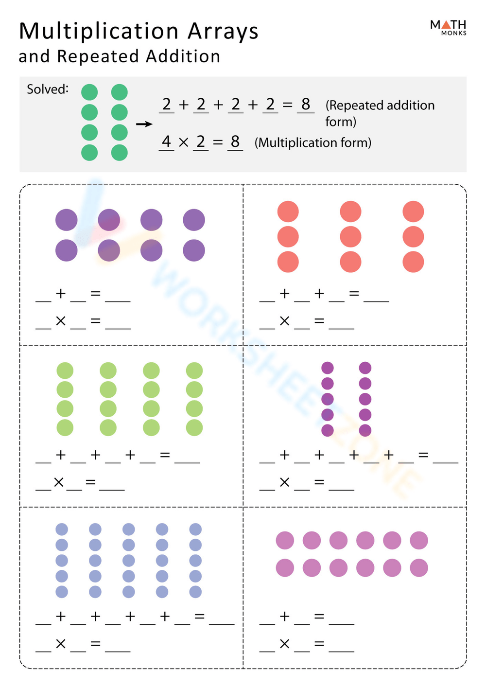 Multiplication Arrays And Repeated Addition Worksheet Worksheets Library