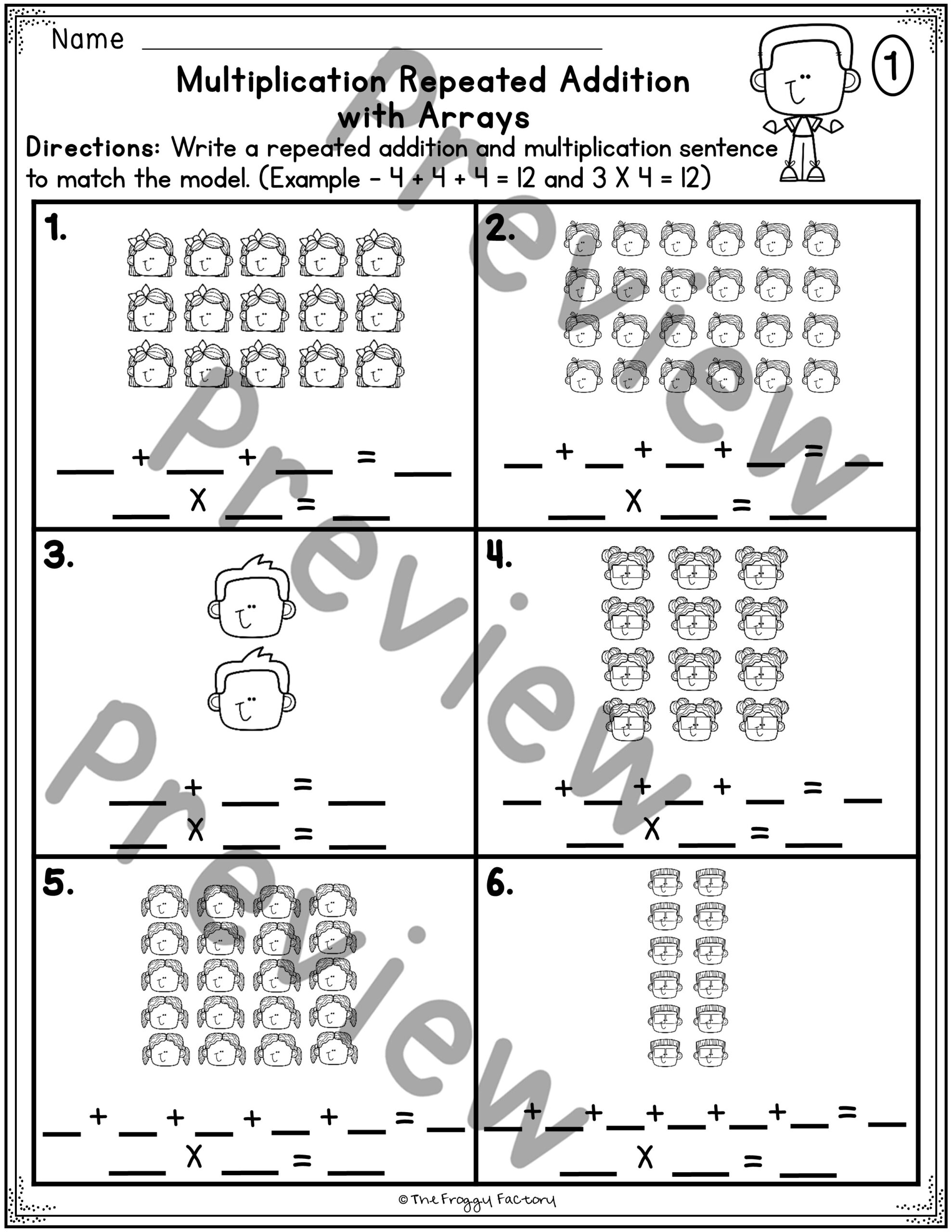 repeated addition with arrays worksheet