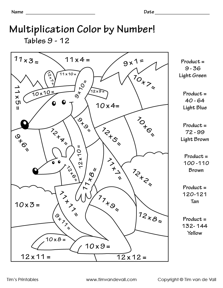Multiplication color by number tables 9 12 1200 Tim s Printables Multiplication color by number tables 9 12 1200 Tim s Printables