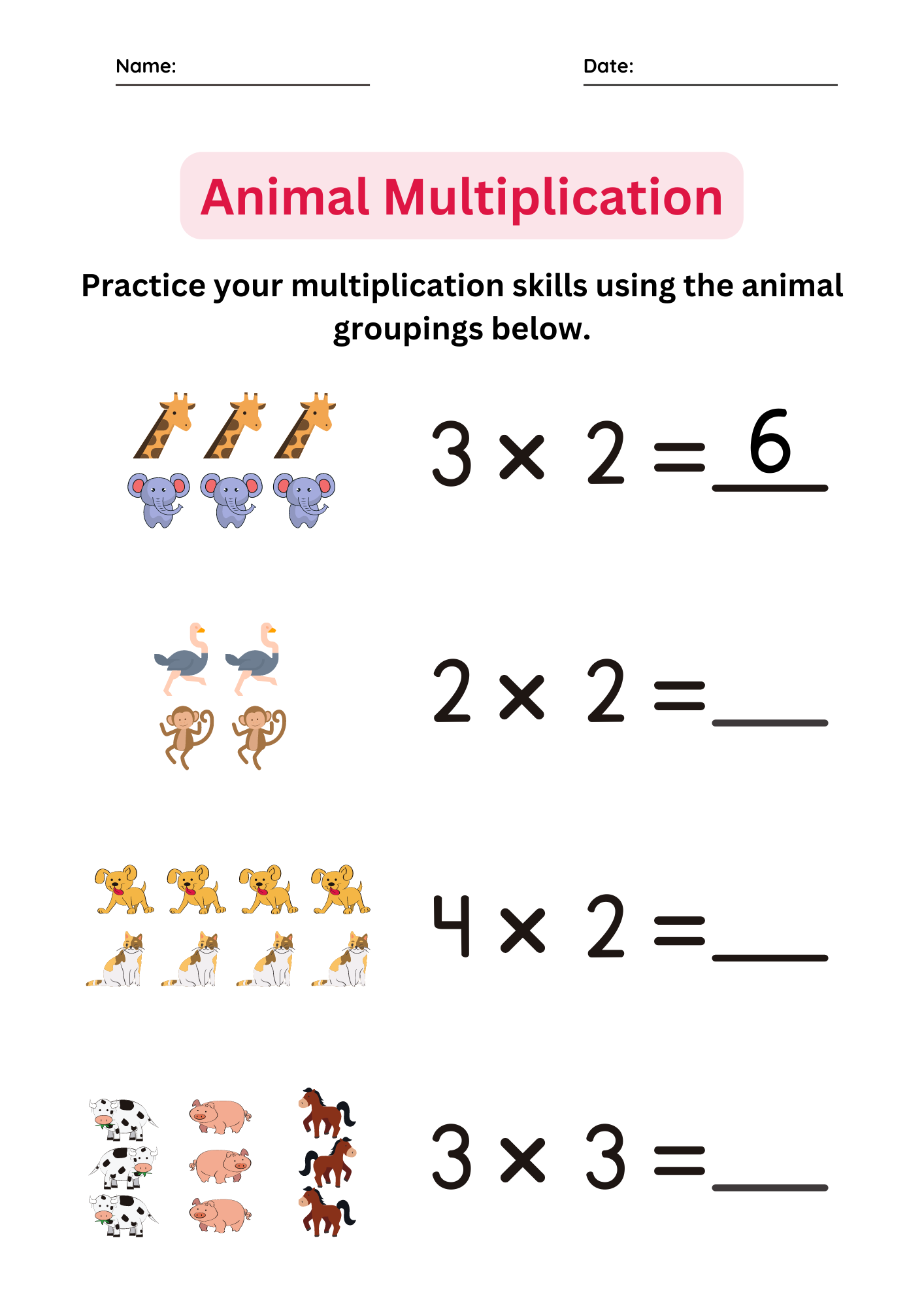 intro to multiplication worksheets
