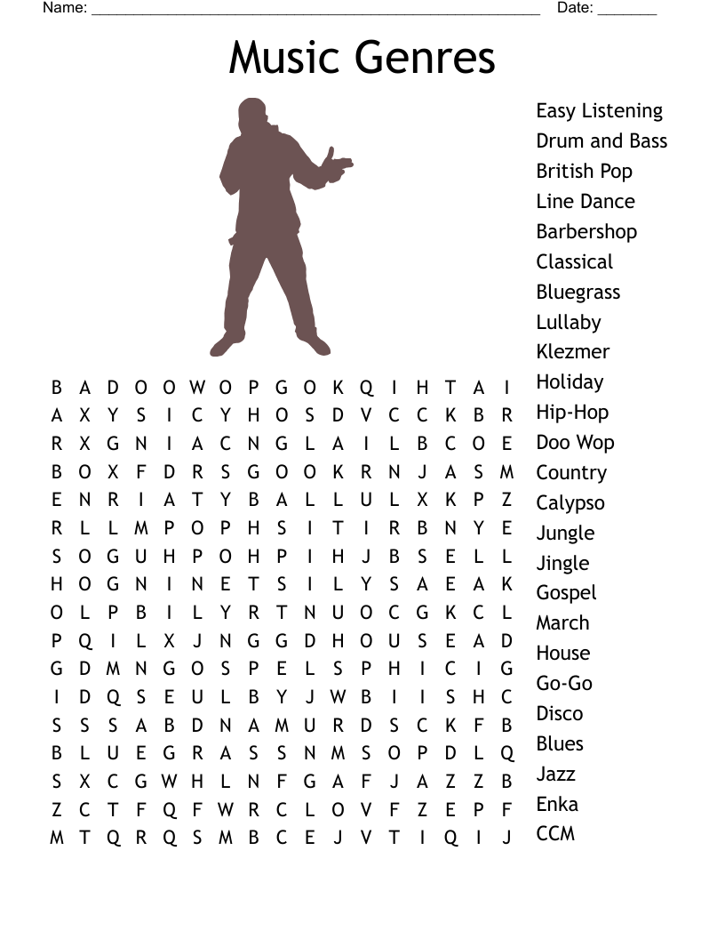 Music Genres Word Search WordMint Music Genres Word Search WordMint