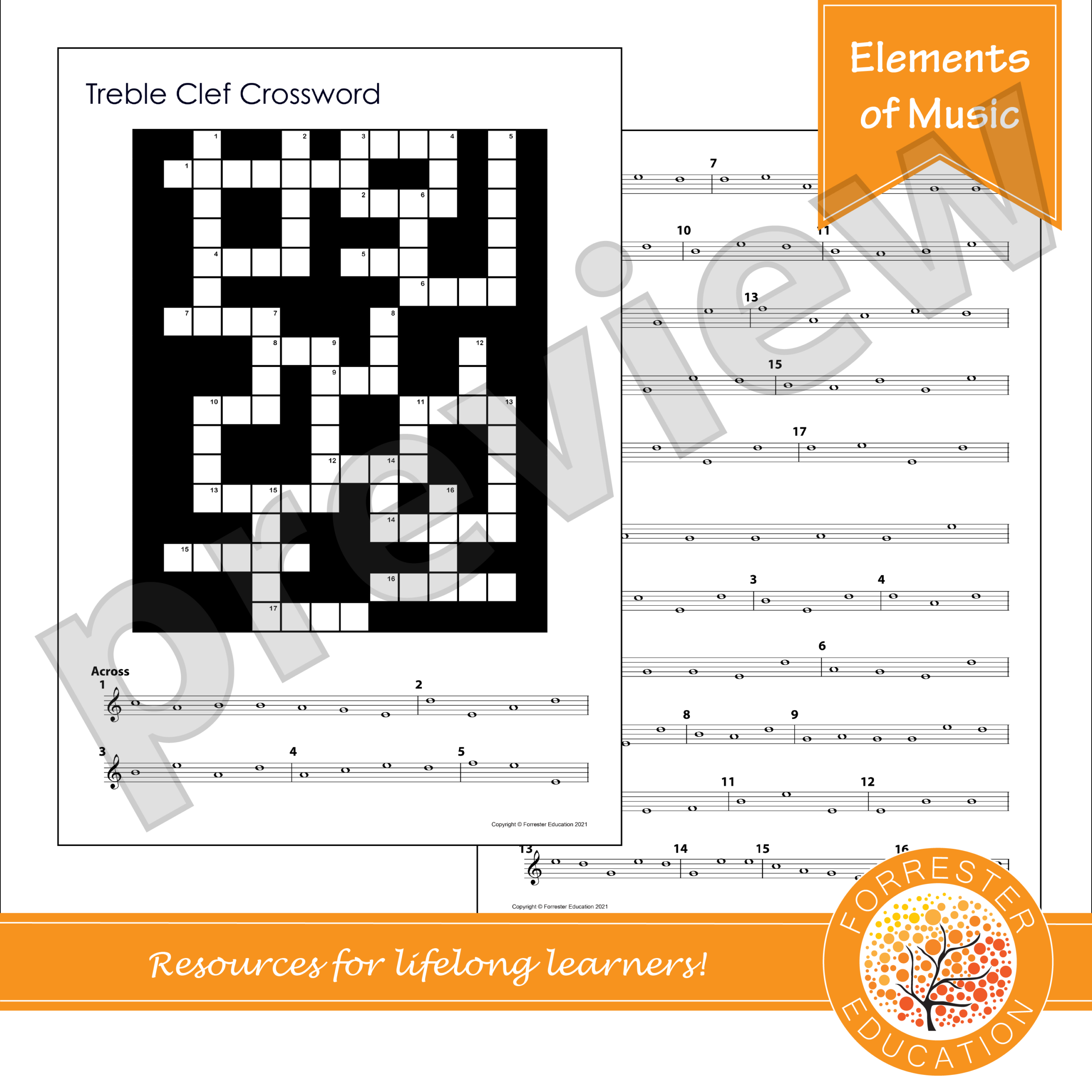 Music Notation Crosswords Teaching Resources