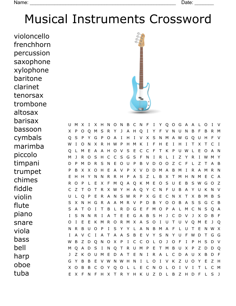 Musical Instruments Crossword Word Search WordMint