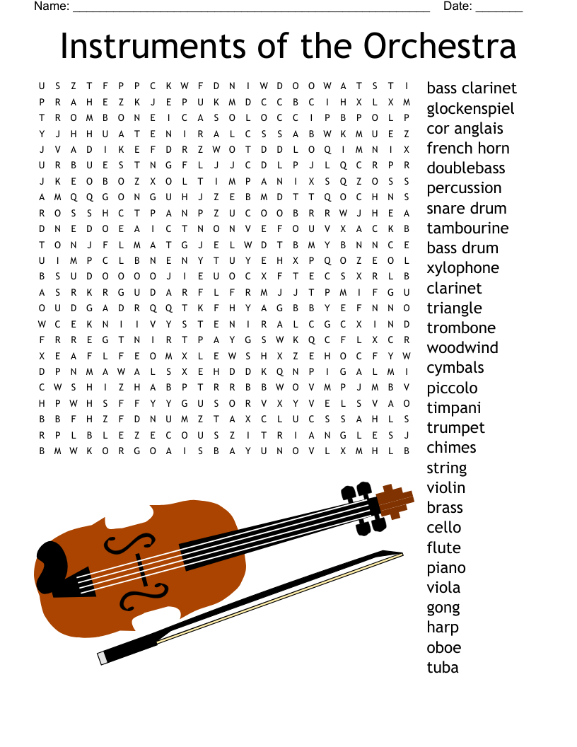 Musical Instruments Crossword WordMint