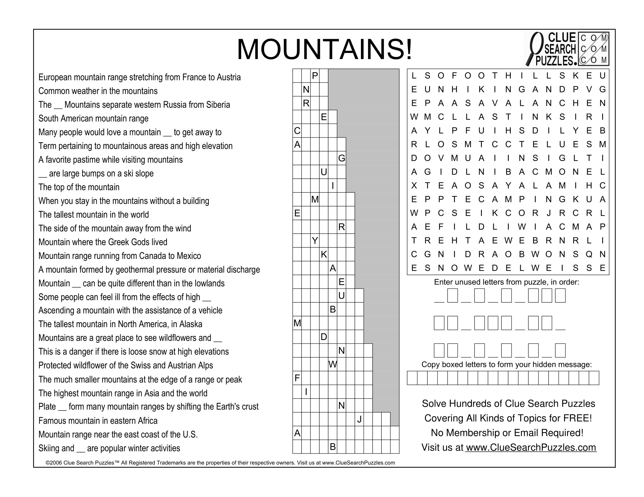 Nature Clue Search Puzzles