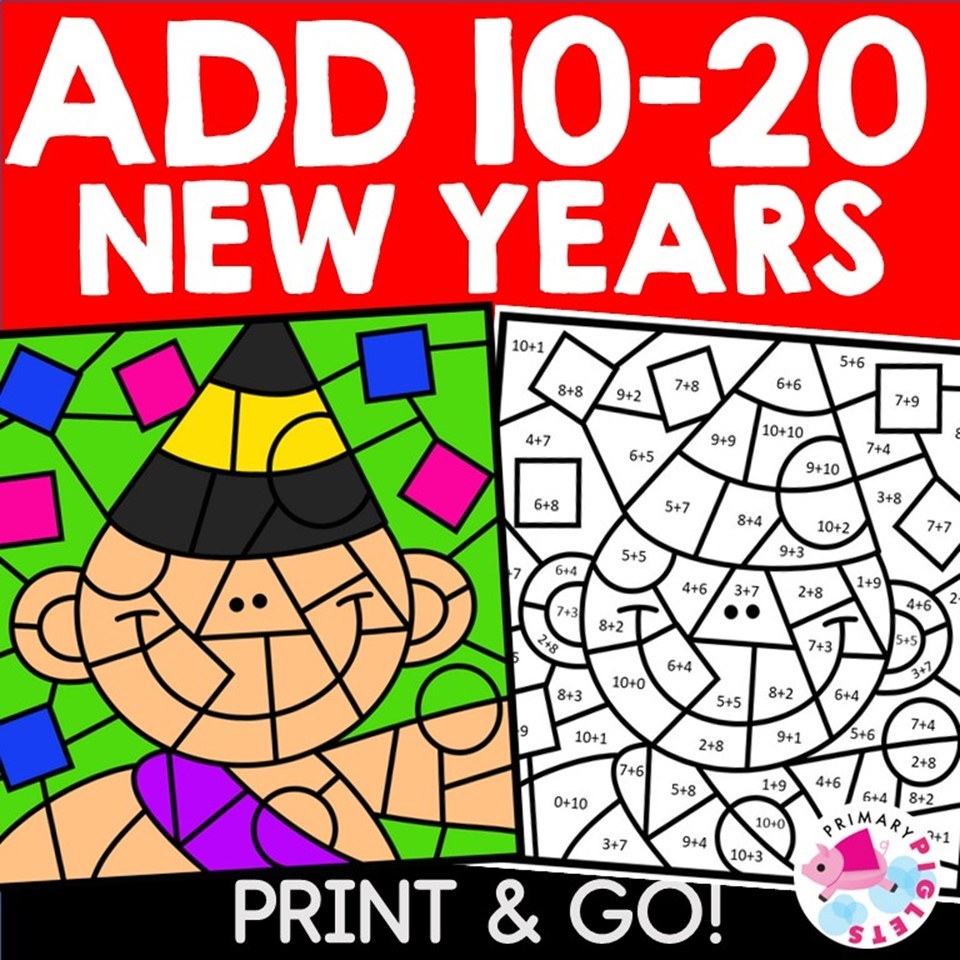 New Years Math Coloring Pages Addition Sums 10 To 20 Color By Number Code Sheets Made By Teachers New Years Math Coloring Pages Addition Sums 10 To 20 Color By Number Code Sheets Made By Teachers