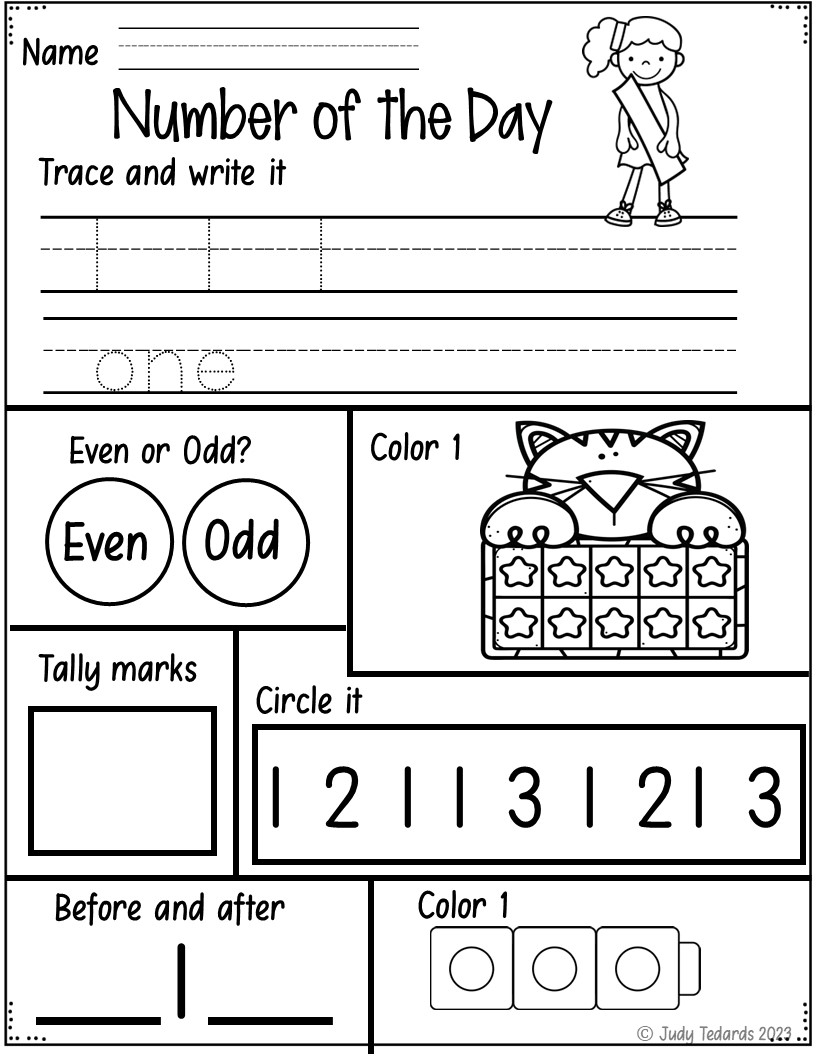 Number Of The Day Numbers 1 To 10 Worksheets Made By Teachers