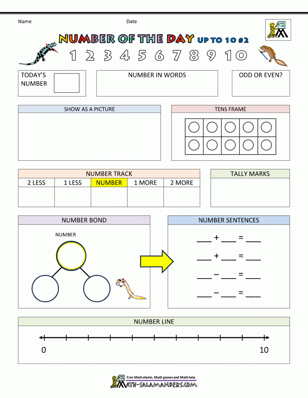 Number Of The Day Worksheet Page