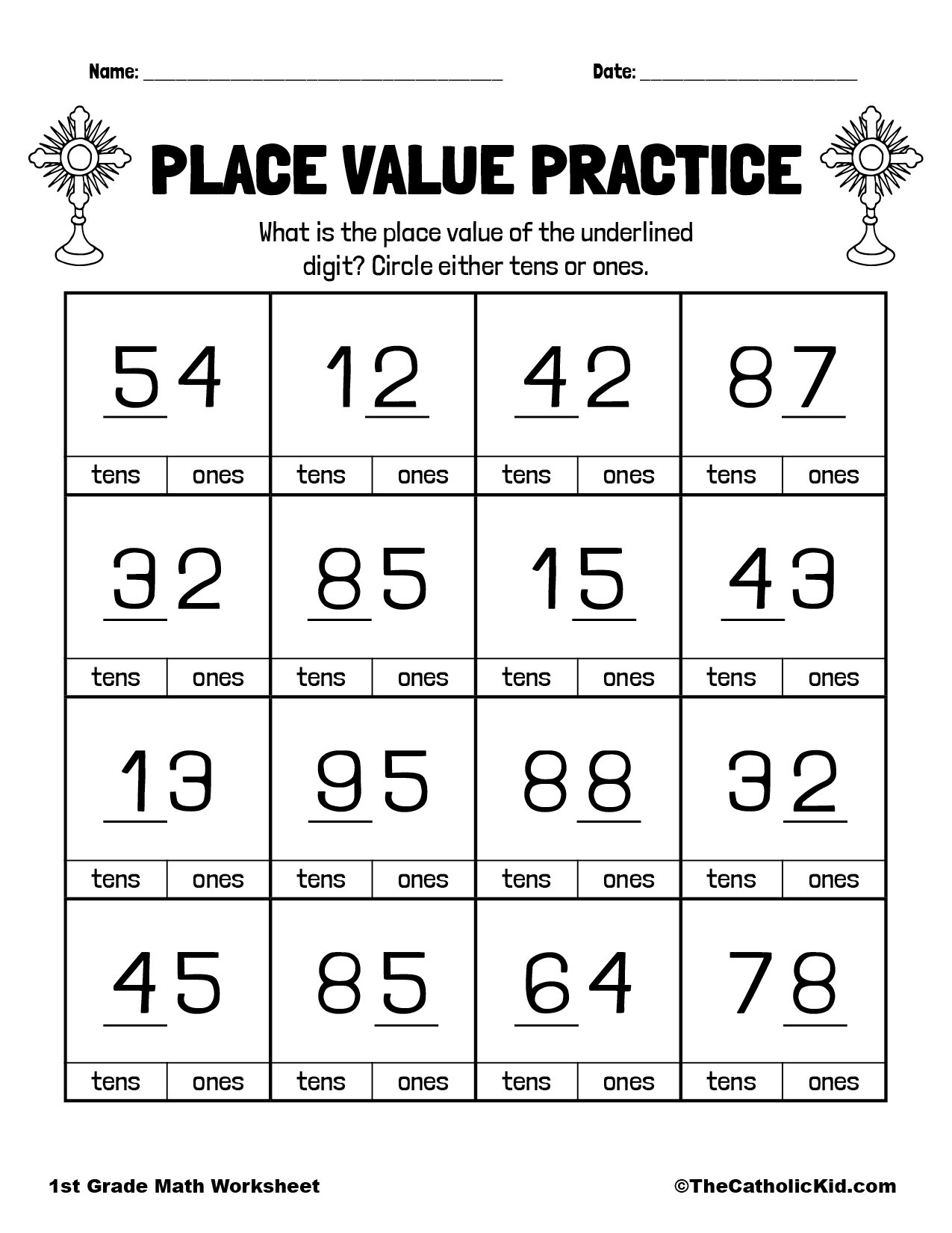 Number Place Values 1st Grade Math Worksheet Catholic TheCatholicKid Number Place Values 1st Grade Math Worksheet Catholic TheCatholicKid